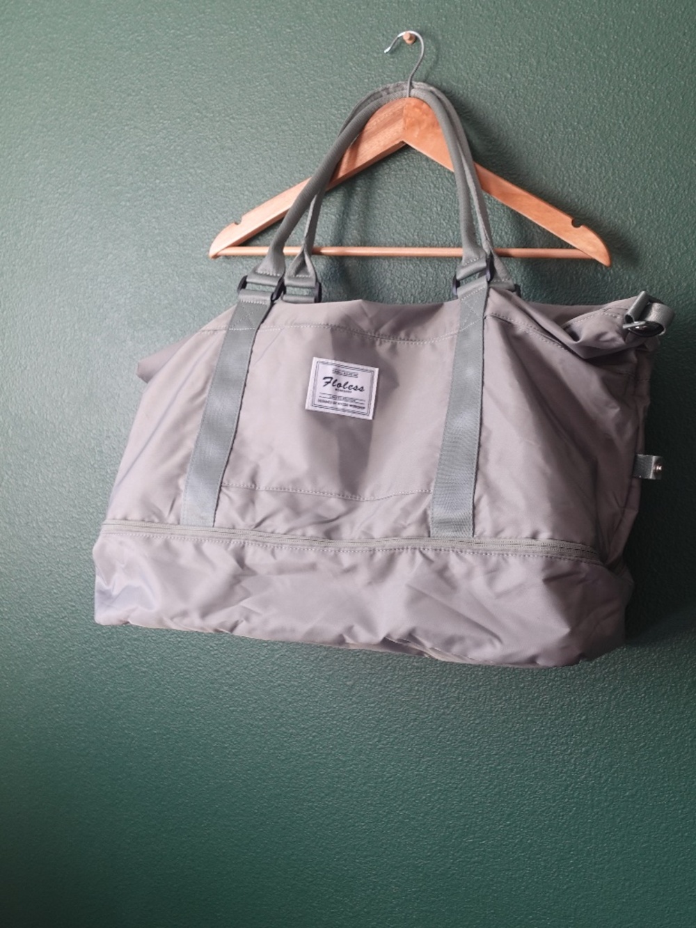 Floles Workshop Khaki Duffel Bag Travel Gym Carry-On Weekender Tote 18x8x14H